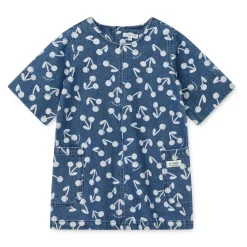 Liewood ANGELICA Bedrucktes Denim-Kleid Cherry blossom / Medium blue denim