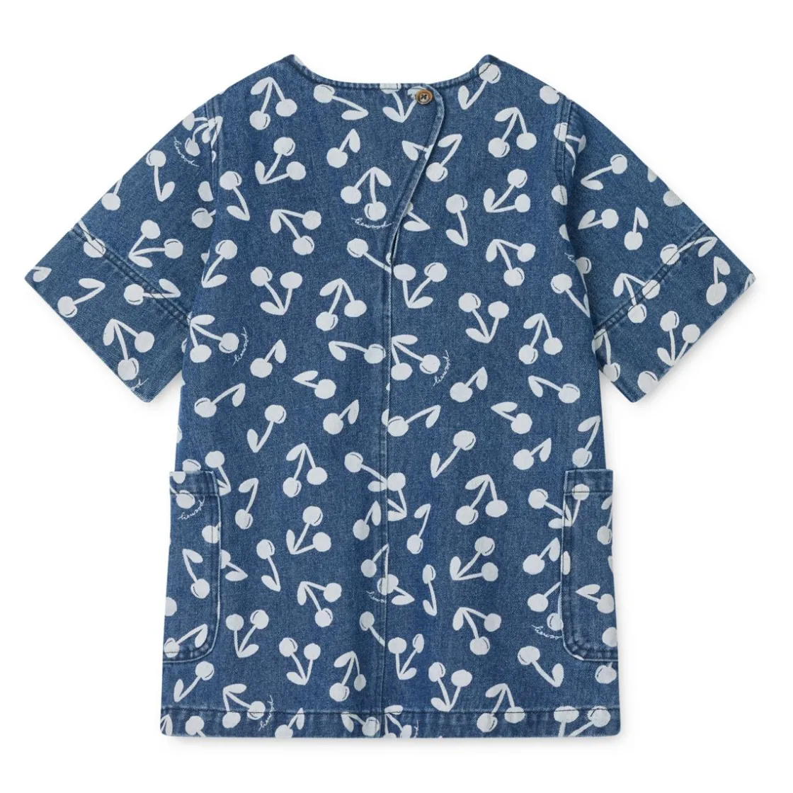 Liewood ANGELICA Bedrucktes Denim-Kleid Cherry blossom / Medium blue denim