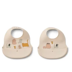 Liewood EMBER Bedruckte Lätzchen, 2er-Pack Cats and Dogs / Sandy Discount