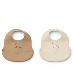 Liewood EMBER Bedruckte Lätzchen, 2er-Pack Rabbit Sandy / Oat