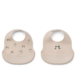 Liewood EMBER Bedruckte Lätzchen, 2er-Pack Panda / Sandy Hot