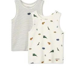 Liewood FARIS Tank Top 2er-Pack Mini dinosaurs creme / stripe mix Sale