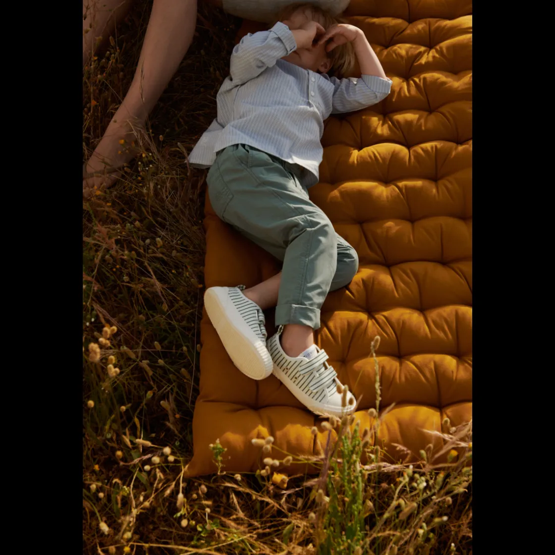 Liewood Kim Canvas-Schuh Stripe Garden green / Creme de la creme Sale