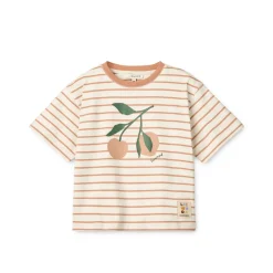 Liewood TYLER gestreiftes Kurzarm T-shirt Peach / Stripe tuscany rose / creme de la creme New
