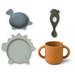 Liewood Vivi Silikongeschirr 4er Pack Baby Dino blue multi mix Clearance