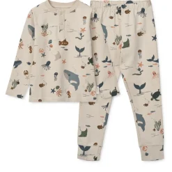 Liewood WILHELM Bedrucktes Pyjama-Set Sea creature / Sandy Hot