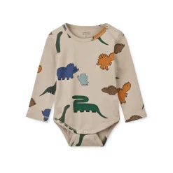 Liewood Yanni printed body stocking ls 2-pack Dinosaurs Mist / Forest green New